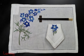 Placemat & Napkin set - Iris flower embroidery
